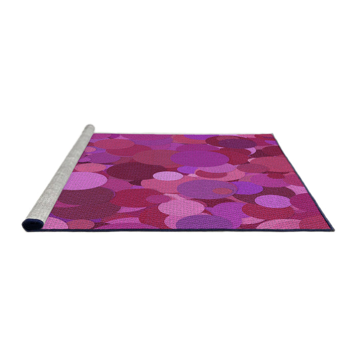 Sideview of Machine Washable Transitional Neon Pink Rug, wshpat1062pur