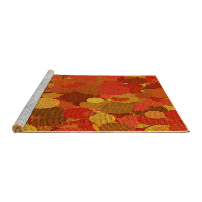 Sideview of Machine Washable Transitional Orange Red Orange Rug, wshpat1062yw