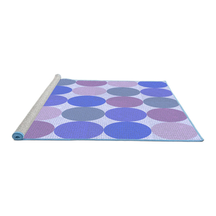 Sideview of Machine Washable Transitional Blue Rug, wshpat1065blu