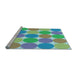 Sideview of Machine Washable Transitional Green Rug, wshpat1065lblu