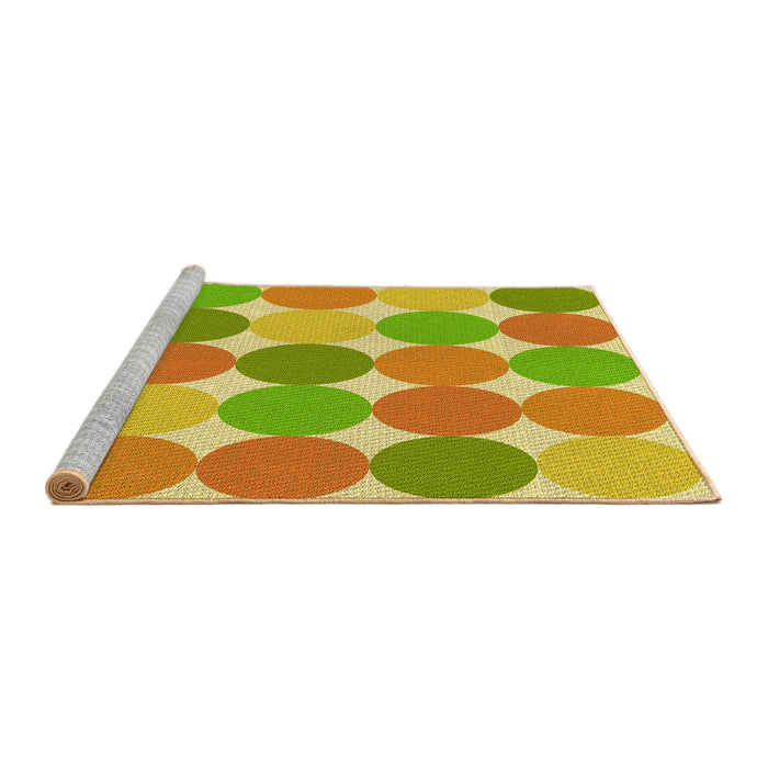 Sideview of Machine Washable Transitional Green Rug, wshpat1065yw