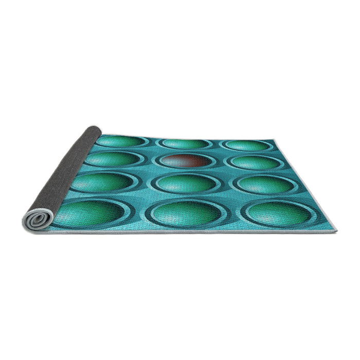 Thickness of Patterned Teal Green Rug, pat1066lblu