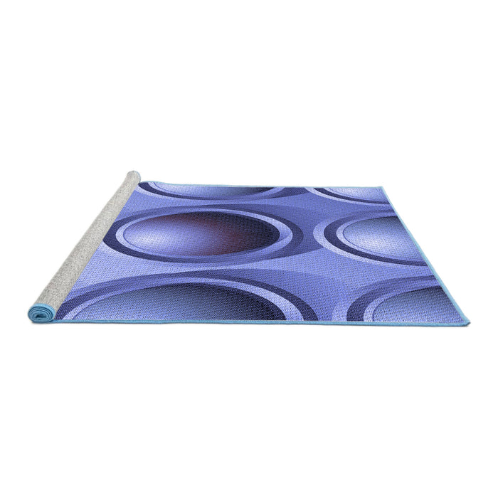 Sideview of Machine Washable Transitional Sky Blue Rug, wshpat1068blu