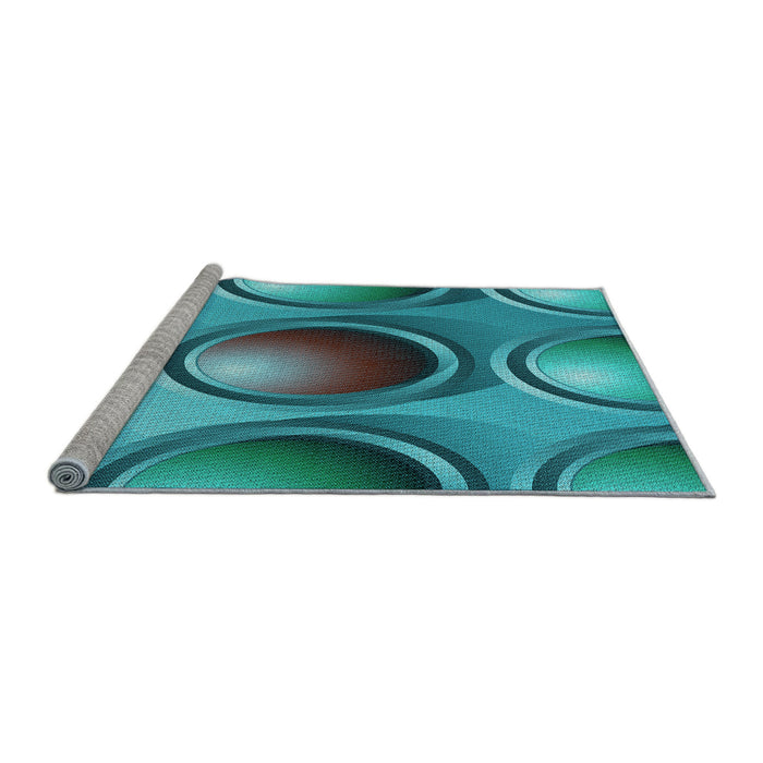 Sideview of Machine Washable Transitional Teal Green Rug, wshpat1068lblu