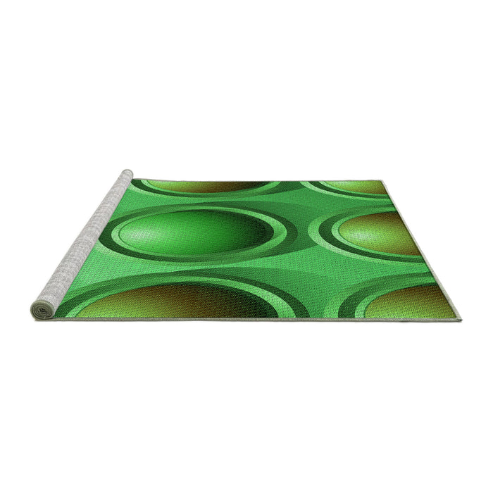 Sideview of Machine Washable Transitional Neon Green Rug, wshpat1069grn