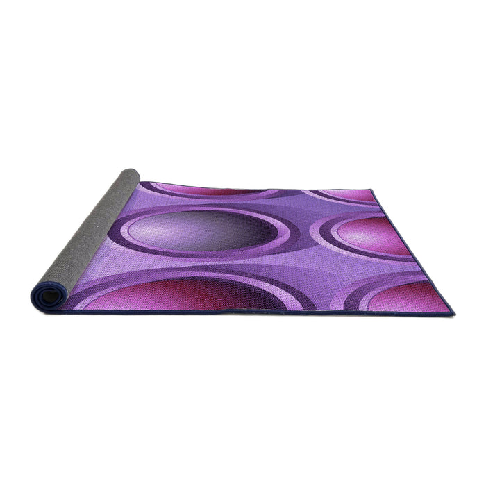 Thickness of Patterned Dark Magenta Purple Rug, pat1069pur