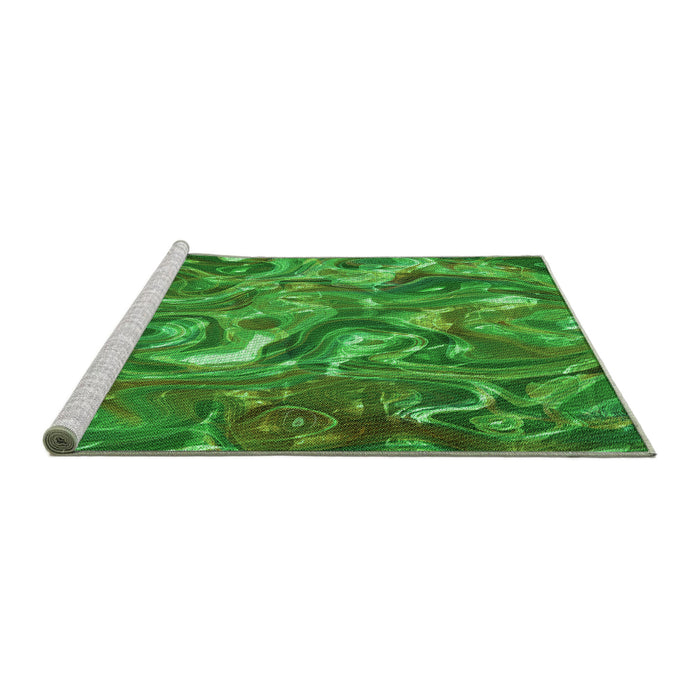 Sideview of Machine Washable Transitional Green Rug, wshpat107grn