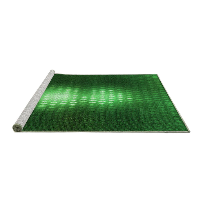 Sideview of Machine Washable Transitional Deep Emerald Green Rug, wshpat1071grn