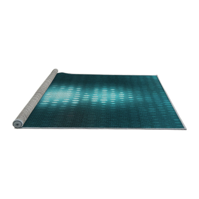 Sideview of Machine Washable Transitional Dark Turquoise Green Rug, wshpat1071lblu