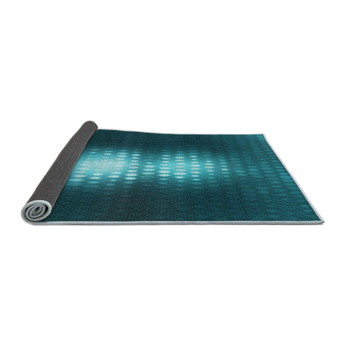Thickness of Patterned Dark Turquoise Green Rug, pat1071lblu