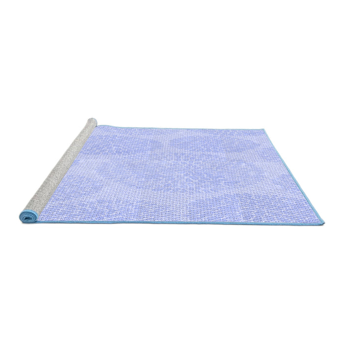 Sideview of Machine Washable Transitional Blue Rug, wshpat1072blu