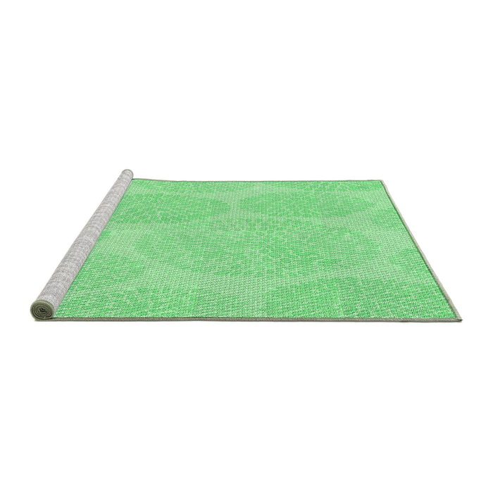 Sideview of Machine Washable Transitional Green Rug, wshpat1072grn