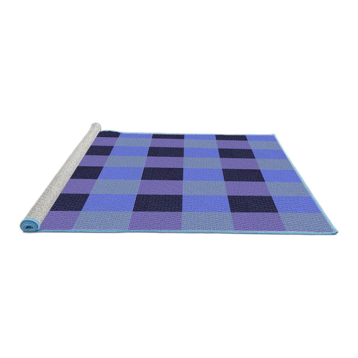 Sideview of Machine Washable Transitional Blue Rug, wshpat1073blu