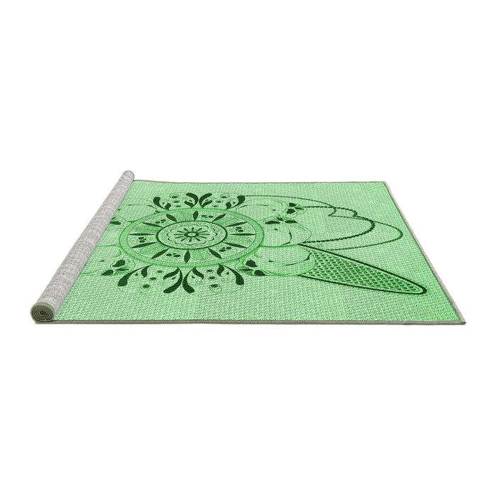 Sideview of Machine Washable Transitional Mint Green Rug, wshpat1074grn