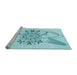 Sideview of Machine Washable Transitional Electric Blue Rug, wshpat1074lblu