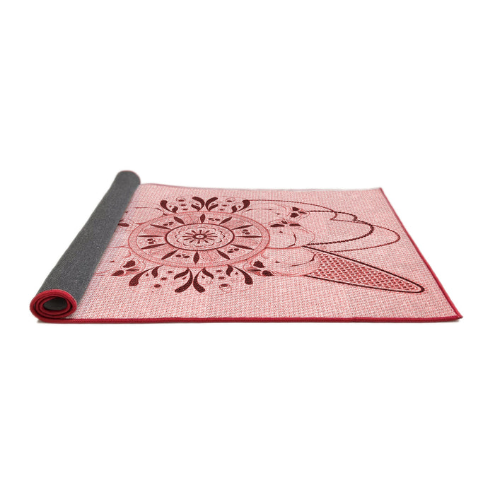Thickness of Patterned Light Rose Pink Rug, pat1074rd