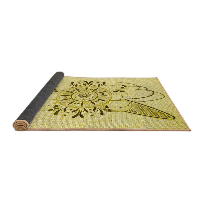 Thickness of Patterned Orange Gold Rug, pat1074yw