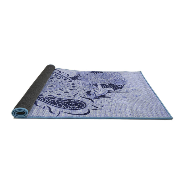 Thickness of Patterned Lavender Blue Rug, pat1075blu
