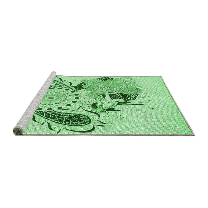 Sideview of Machine Washable Transitional Mint Green Rug, wshpat1075grn