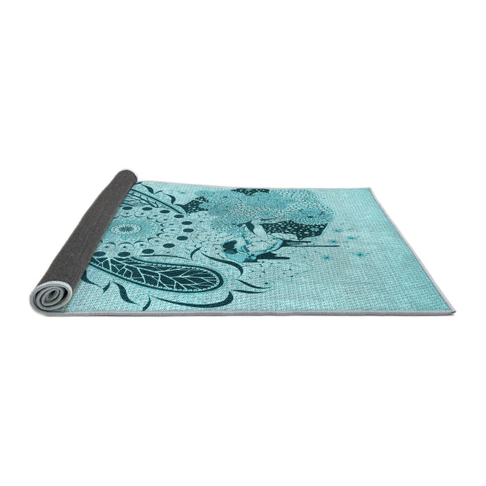 Thickness of Patterned Electric Blue Rug, pat1075lblu