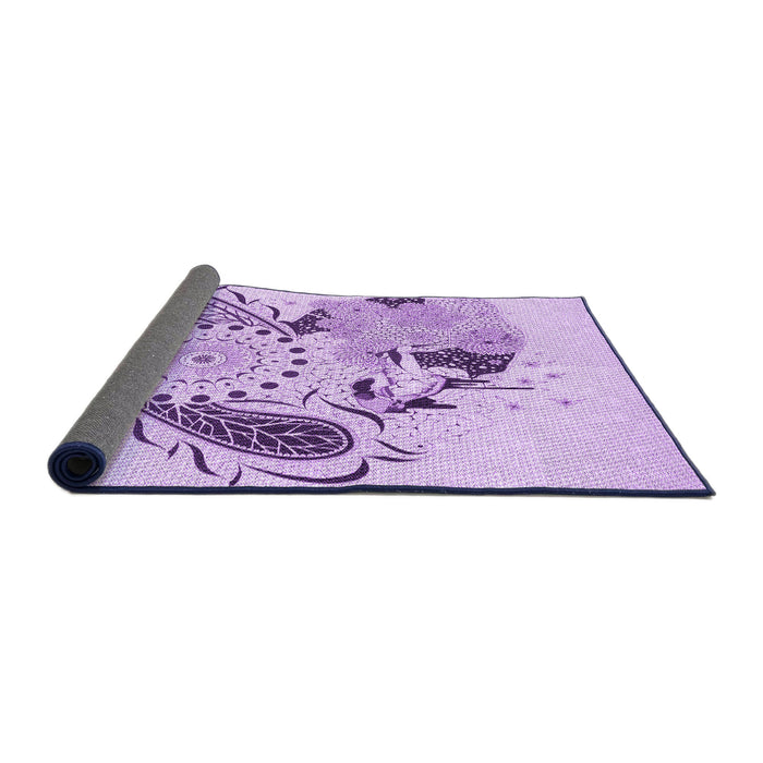 Thickness of Patterned Purple Rug, pat1075pur