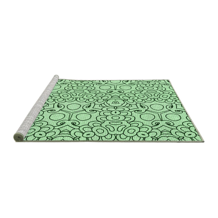 Sideview of Machine Washable Transitional Mint Green Rug, wshpat1076grn