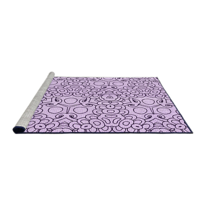 Sideview of Machine Washable Transitional Purple Flower Purple Rug, wshpat1076pur