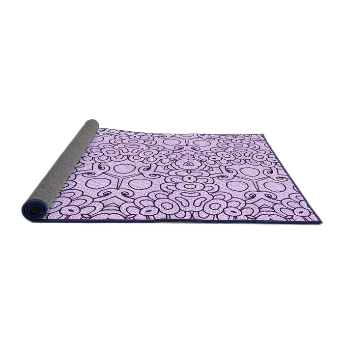 Thickness of Patterned Purple Flower Purple Rug, pat1076pur