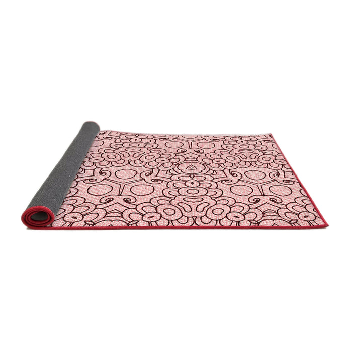 Thickness of Patterned Light Rose Pink Rug, pat1076rd