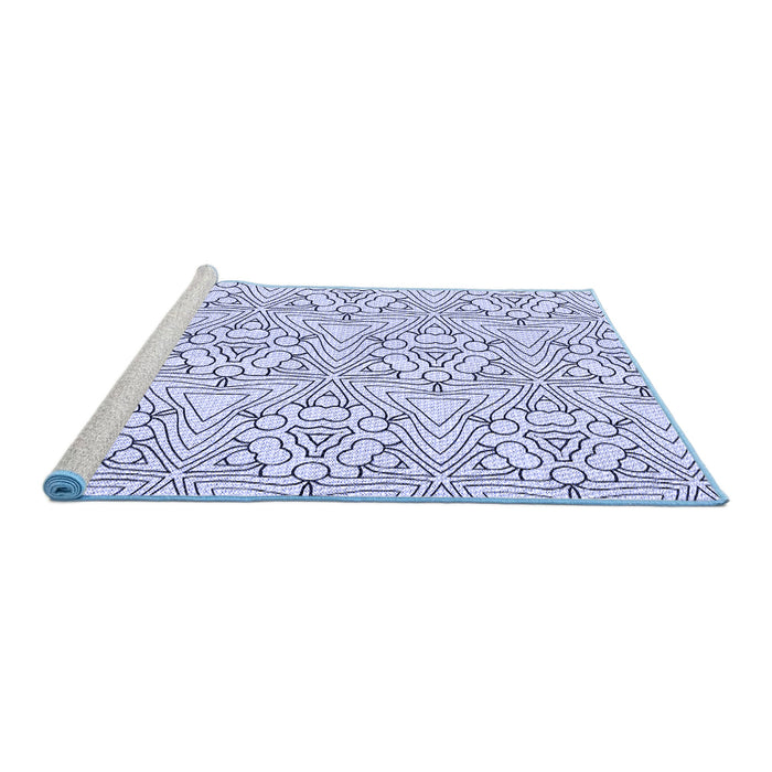 Sideview of Machine Washable Transitional Lavender Blue Rug, wshpat1077blu