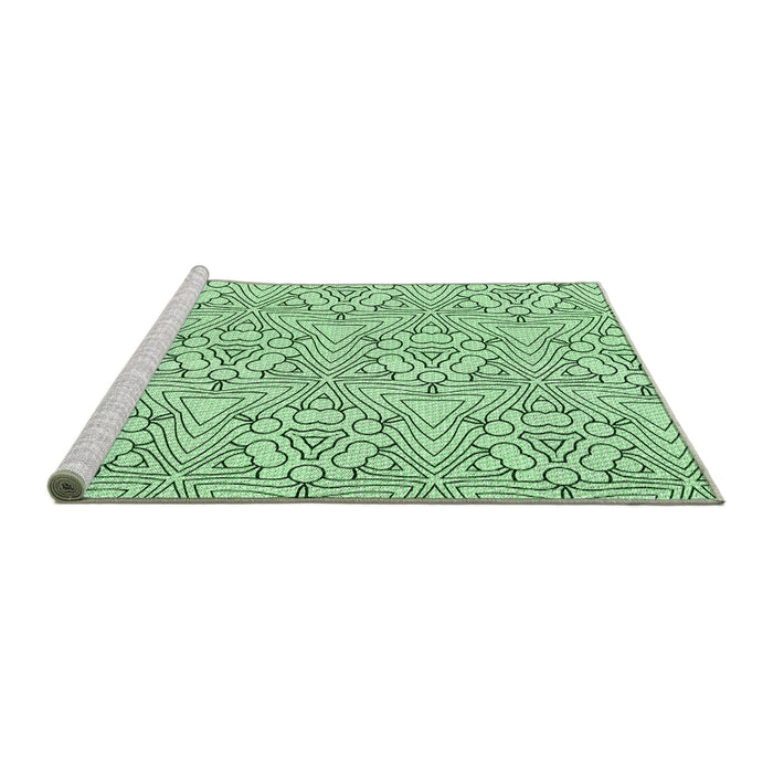 Sideview of Machine Washable Transitional Mint Green Rug, wshpat1077grn