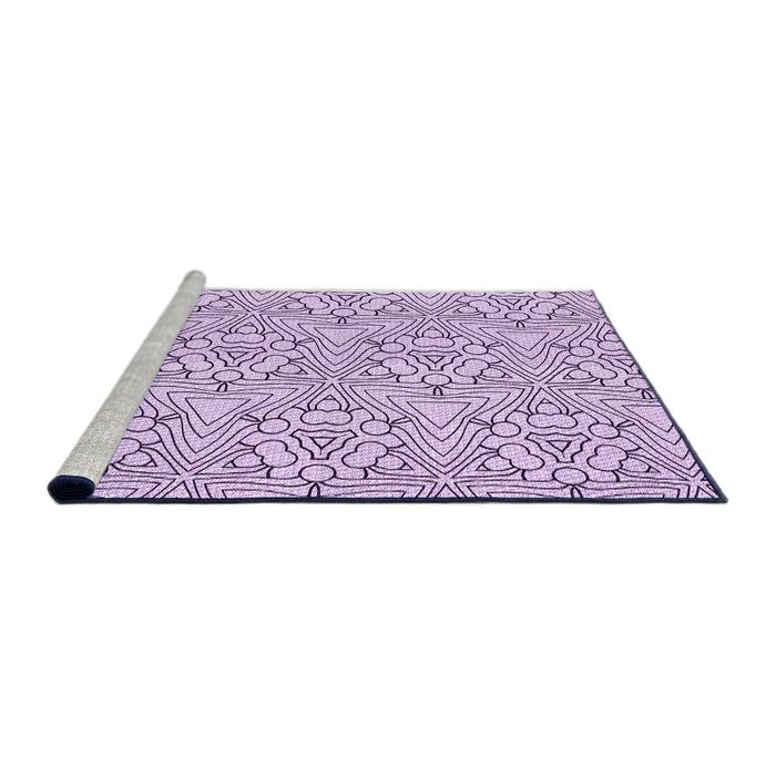 Sideview of Machine Washable Transitional Purple Flower Purple Rug, wshpat1077pur