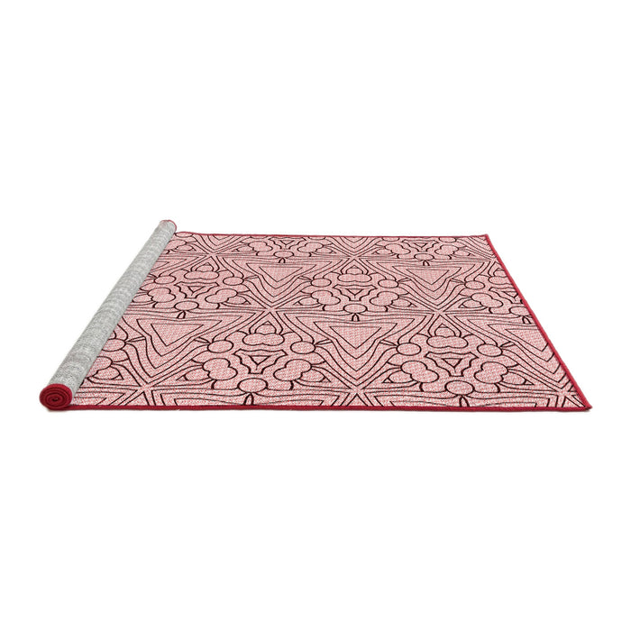 Sideview of Machine Washable Transitional Indian Red Rug, wshpat1077rd