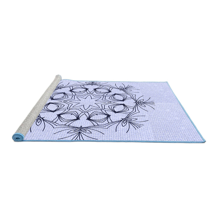 Sideview of Machine Washable Transitional Lavender Blue Rug, wshpat1078blu