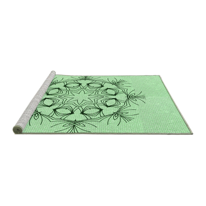 Sideview of Machine Washable Transitional Mint Green Rug, wshpat1078grn
