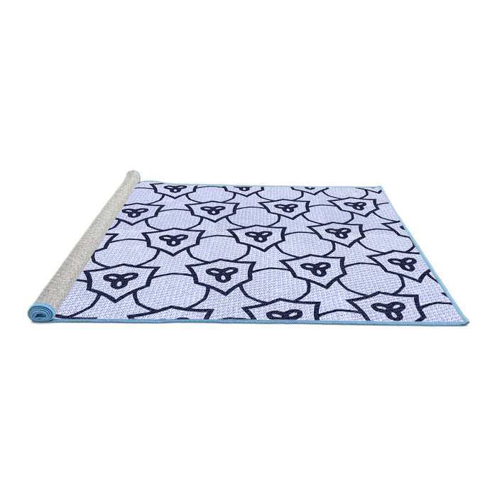 Sideview of Machine Washable Transitional Lavender Blue Rug, wshpat1079blu