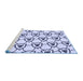 Sideview of Machine Washable Transitional Lavender Blue Rug, wshpat1079blu