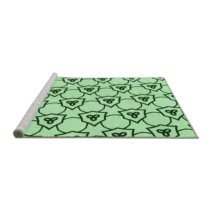 Sideview of Machine Washable Transitional Mint Green Rug, wshpat1079grn