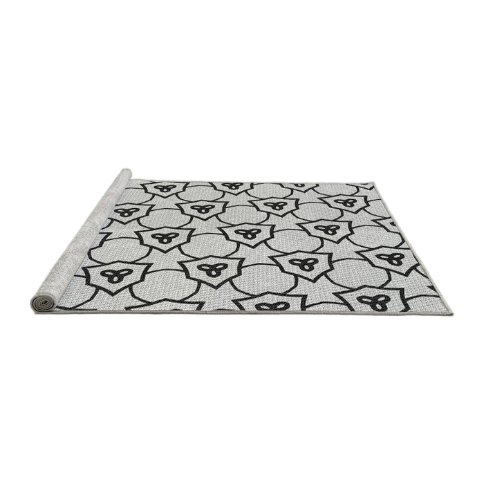 Sideview of Machine Washable Transitional Platinum Gray Rug, wshpat1079gry