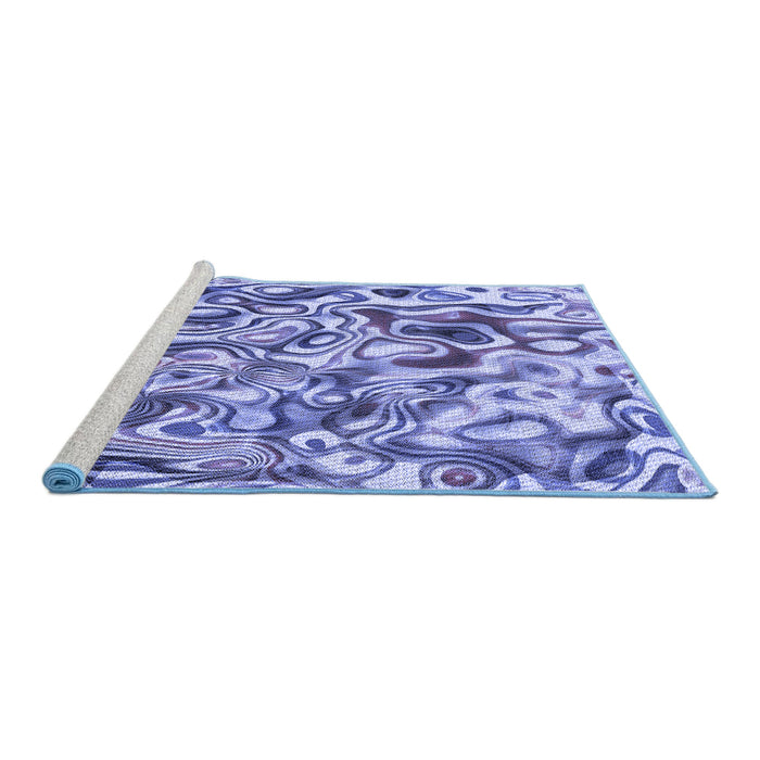 Sideview of Machine Washable Transitional Slate Blue Rug, wshpat108blu