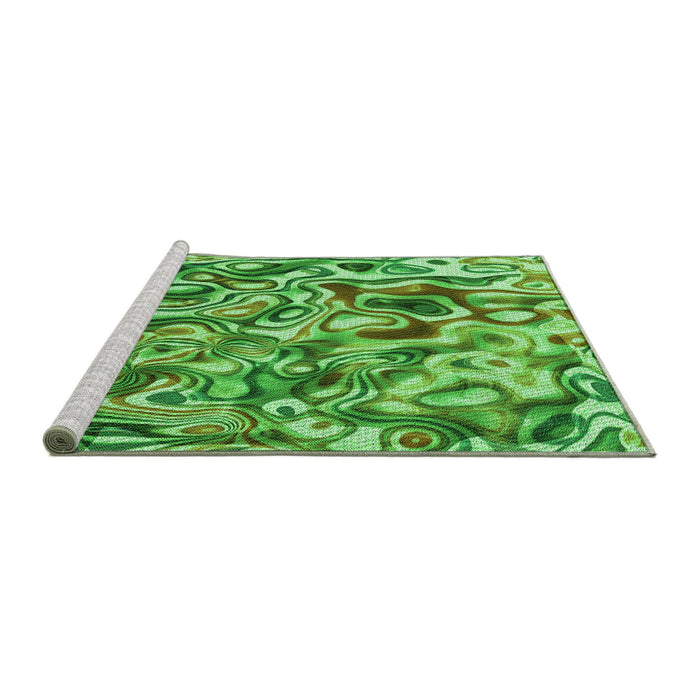 Sideview of Machine Washable Transitional Emerald Green Rug, wshpat108grn