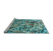 Sideview of Machine Washable Transitional Greenish Blue Green Rug, wshpat108lblu