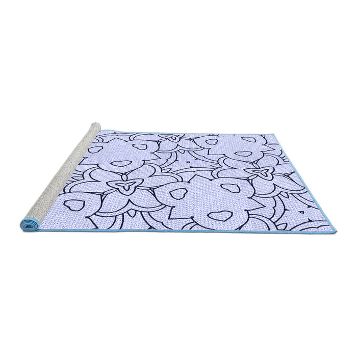 Sideview of Machine Washable Transitional Lavender Blue Rug, wshpat1080blu