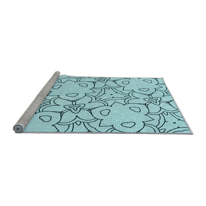 Sideview of Machine Washable Transitional Electric Blue Rug, wshpat1080lblu