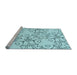 Sideview of Machine Washable Transitional Electric Blue Rug, wshpat1080lblu