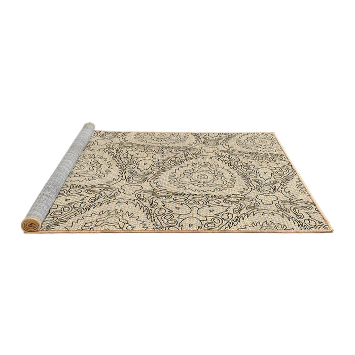 Sideview of Machine Washable Transitional Dark Almond Brown Rug, wshpat1082brn