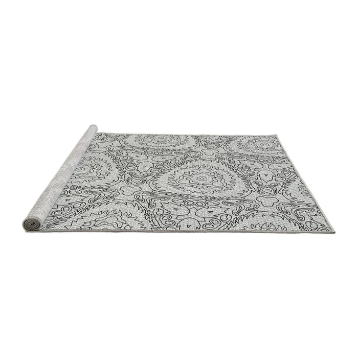 Sideview of Machine Washable Transitional Gray Rug, wshpat1082gry