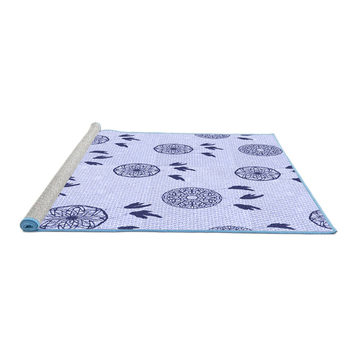 Sideview of Machine Washable Transitional Lavender Blue Rug, wshpat1083blu