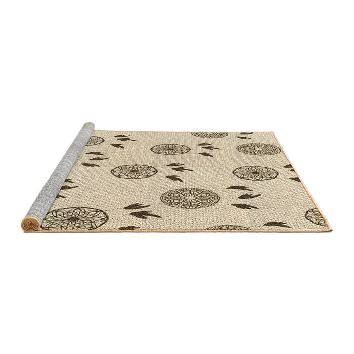 Sideview of Machine Washable Transitional Moccasin Beige Rug, wshpat1083brn