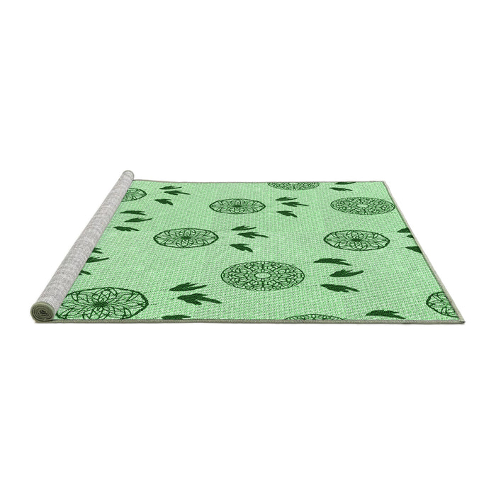 Sideview of Machine Washable Transitional Mint Green Rug, wshpat1083grn